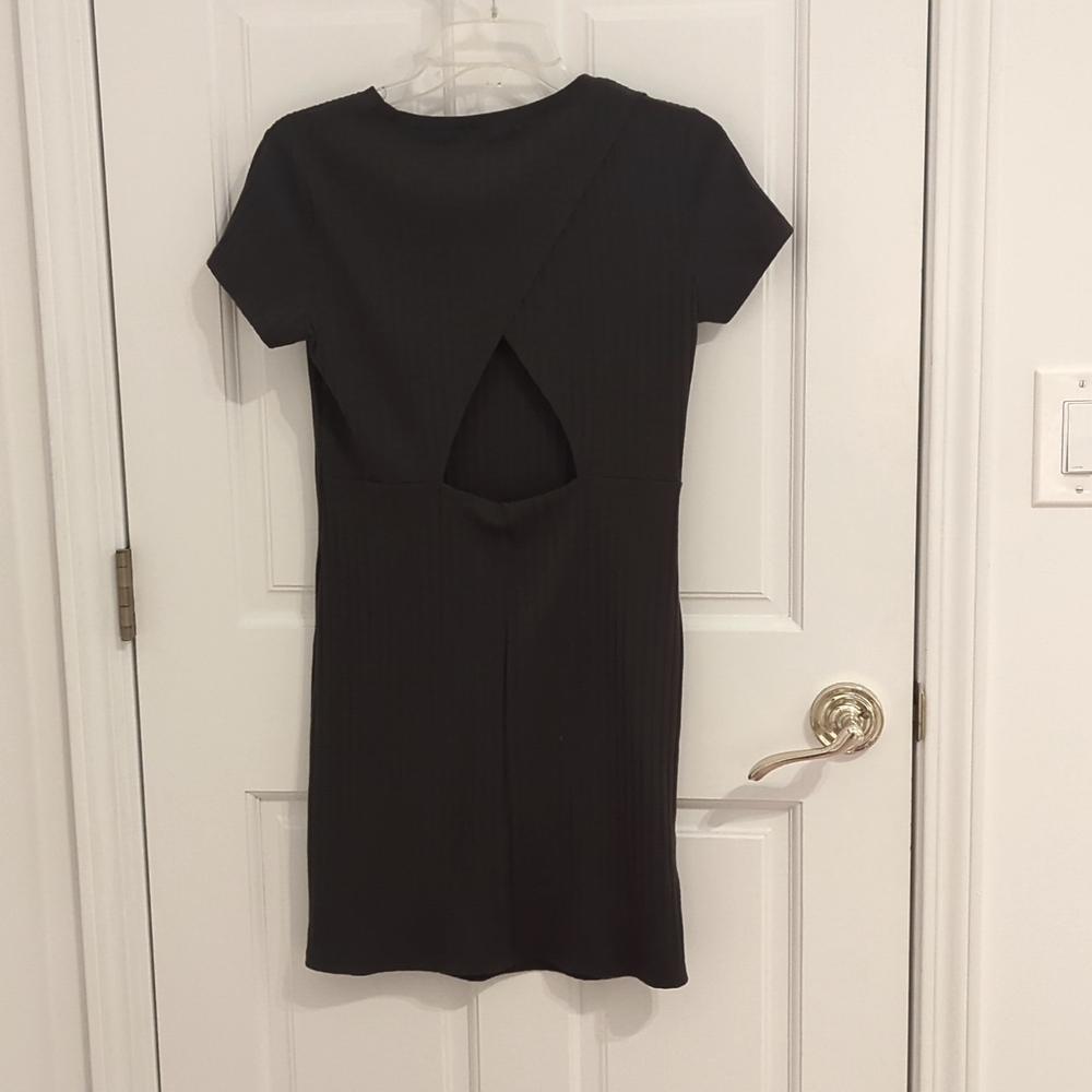 Dark Green Ribbed Mini Dress - Picture 3 of 3